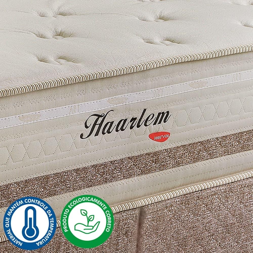 Miniatura Cama Box com Cabeceira Queen Herval Haarlem, Molas Ensacadas, 69x158x198 cm