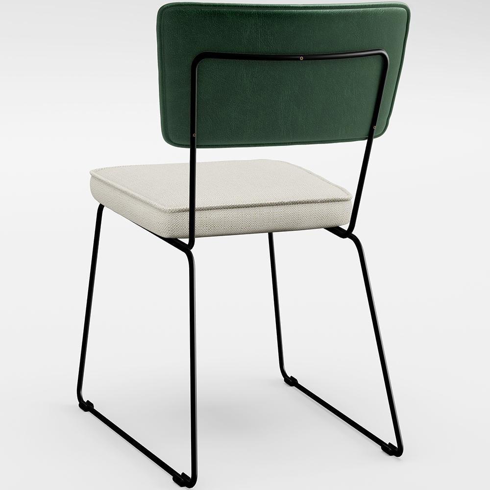 Miniatura Kit 04 Cadeiras L02 Facto Verde Musgo Linho Champagne