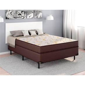 Miniatura Cama Box Conjugada Casal Ortobom Turin Spring com Ortopillow e Molas Nanolastic 43x138x188cm - Marrom/Bege