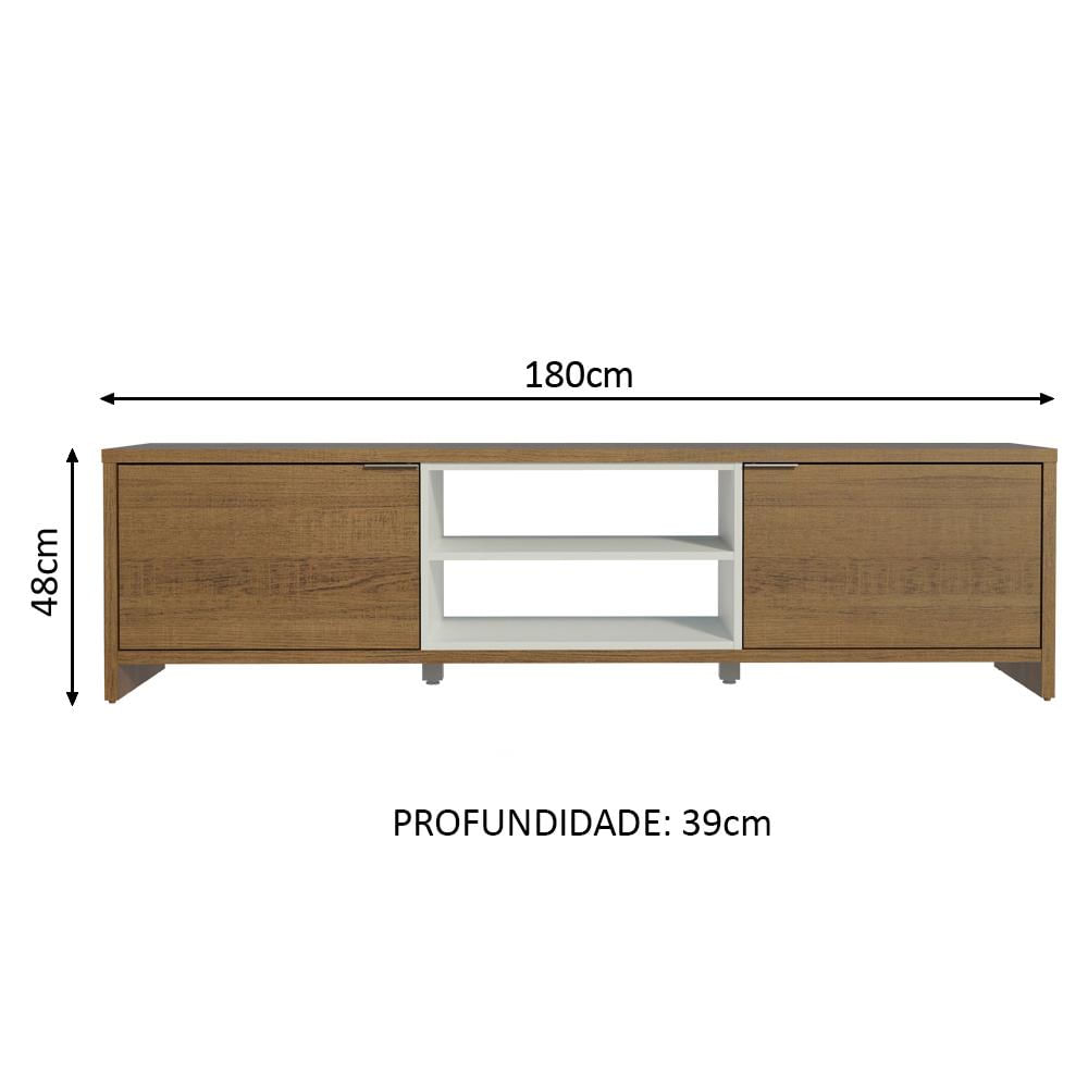 Miniatura Rack para TV até 75 Polegadas 180 cm 2 Portas Rustic/Branco Metz Madesa Rustic