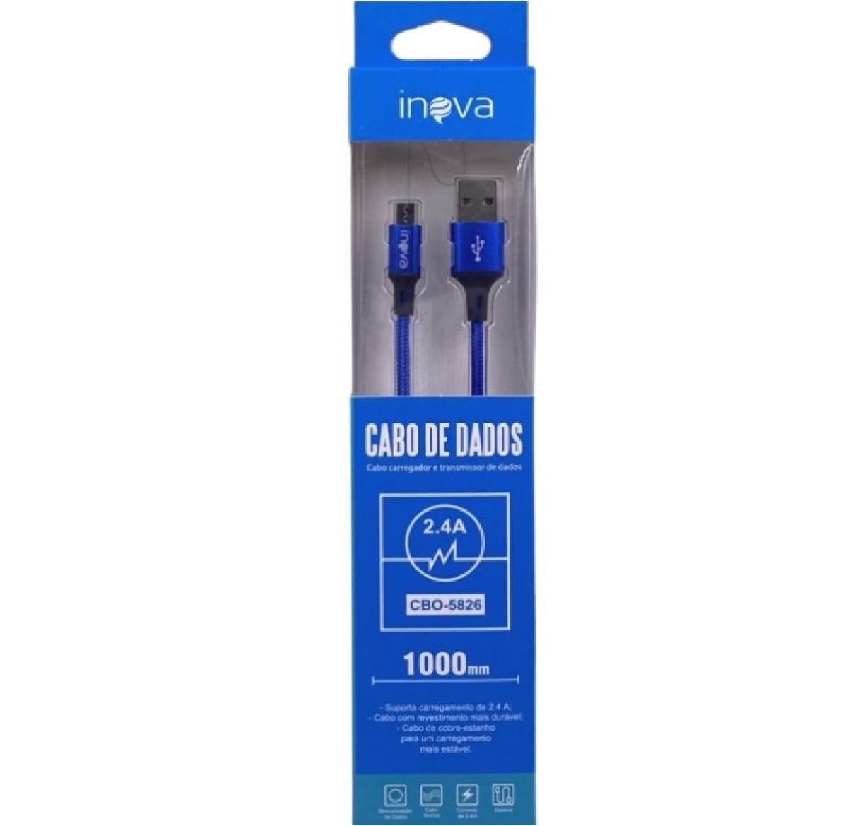 Miniatura Cabo De Dados Micro Usb V8 Inova 1 Metro Azul Cbo-5826