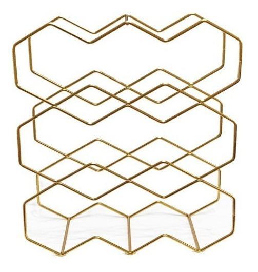 Miniatura Suporte Para Vinhos De Metal - Dourado - 9 Garrafas