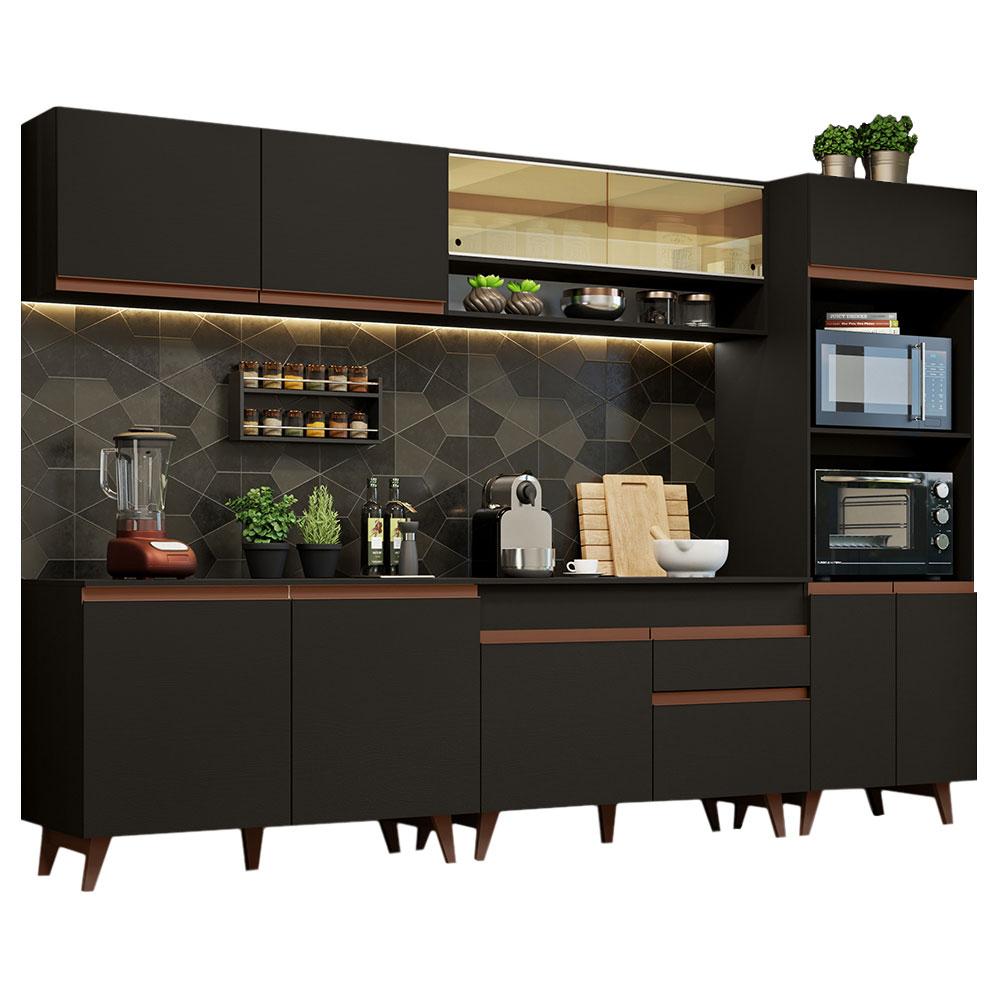 Miniatura Cozinha Completa Madesa Reims 310002 com Armário e Balcão - Preto Preto