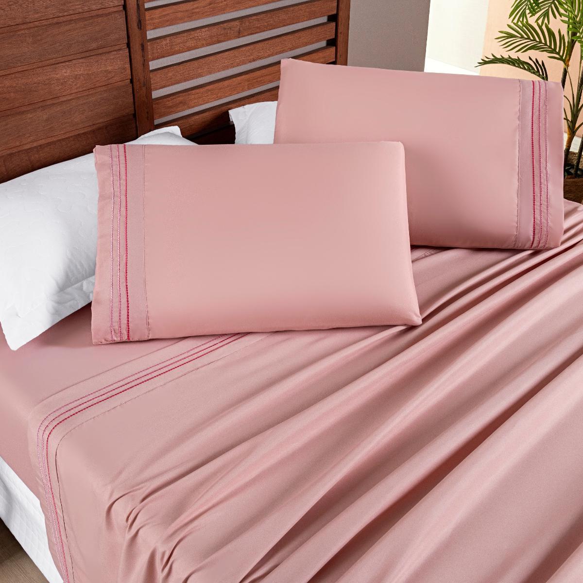 Miniatura Cama Posta Solteiro Cherry Lençol 200 Fios Bordado 3 Pçs