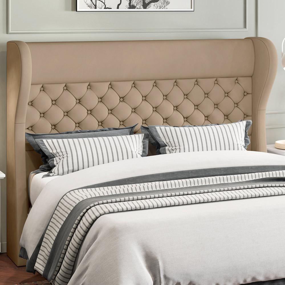 Miniatura Cabeceira Cama Box Casal Queen 160cm P05 Madrid Veludo Bege