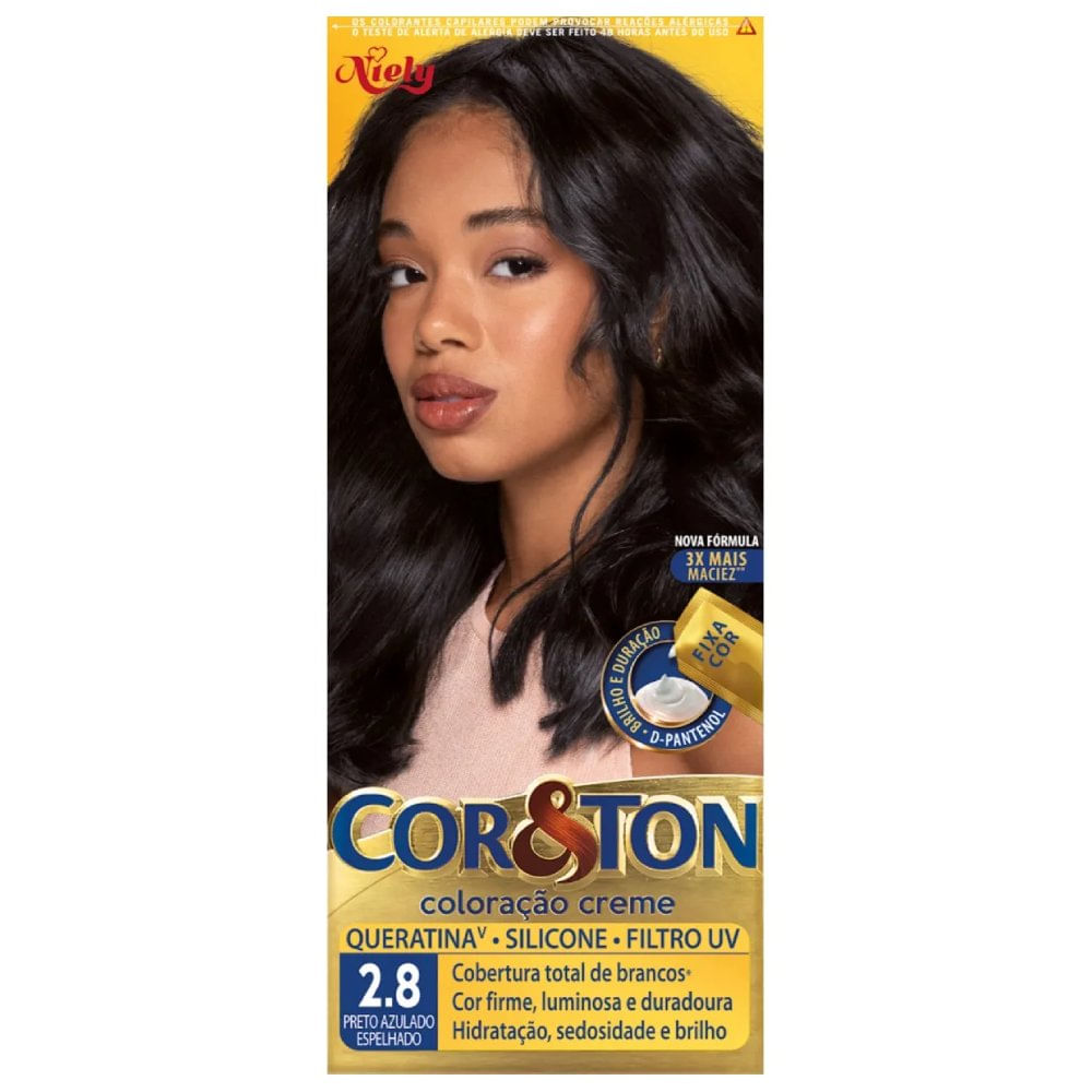 Miniatura Tintura Niely Gold Cor&ton Preto Azulado Espelhado 2.8 180g