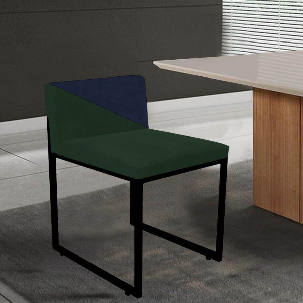 Miniatura Kit 07 Cadeira Lee Duo De Jantar Industrial Ferro Preto Suede Verde E Azul Marinho - Amey Decor
