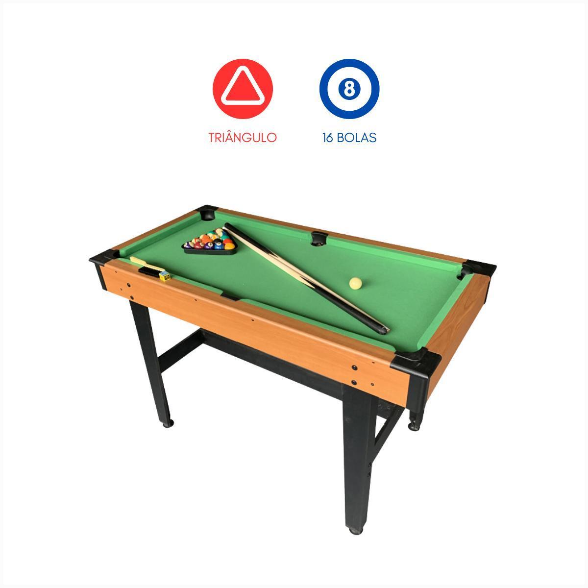 Mesa De Bilhar Infantil Sinuca Grande 16 Bolas Triângulo Giz