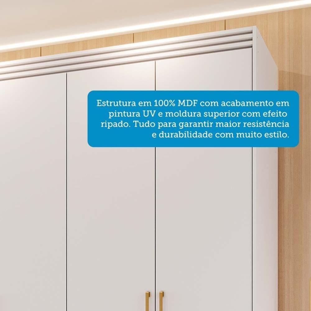 Miniatura Guarda-roupa Casal 240cm 6 Portas 6 Gavetas Espelho Interno Giratório 100% Mdf Turim Espresso Móveis Branco