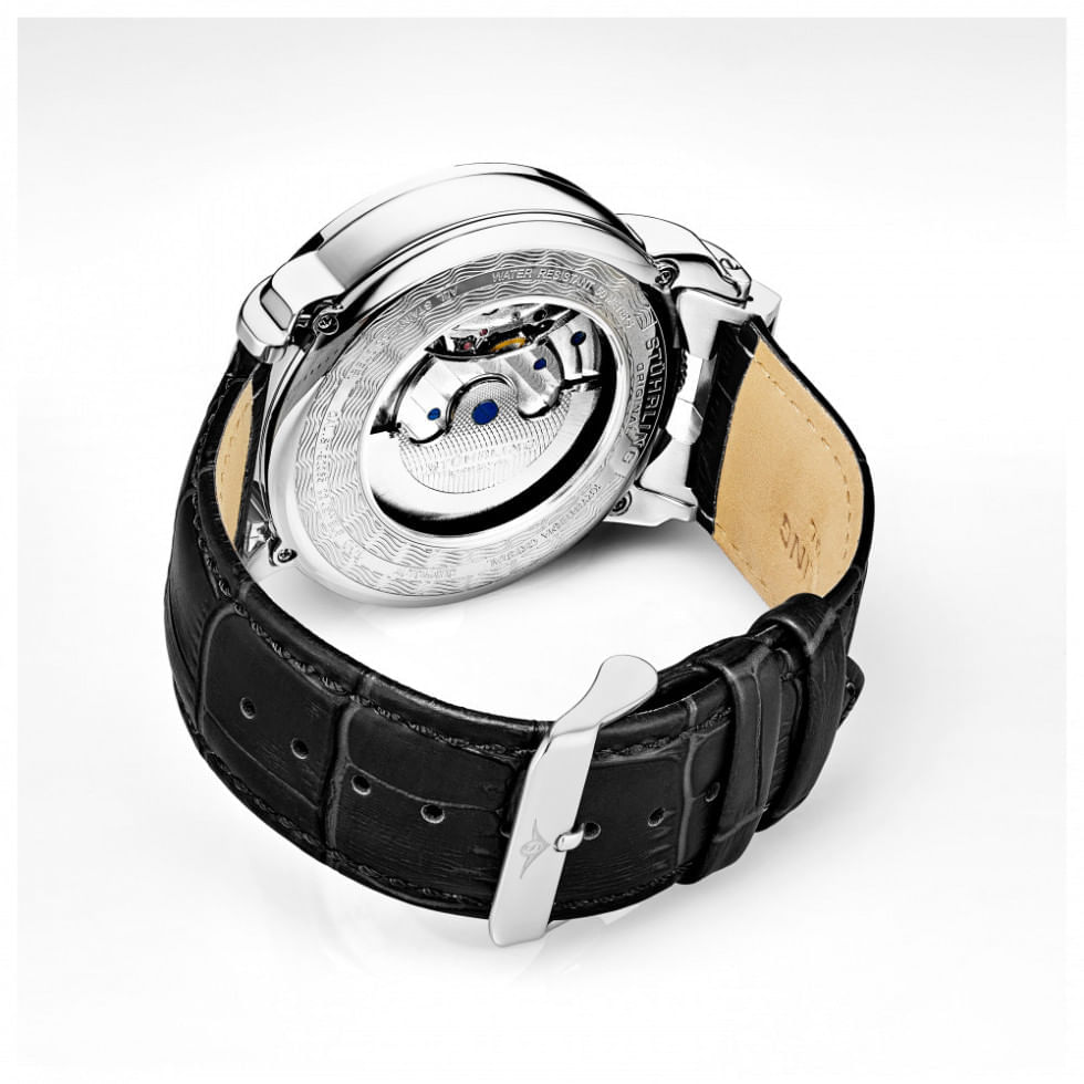 Miniatura Relógio Masculino Stuhrling Menai 906.02 Automático 47mm, Preto