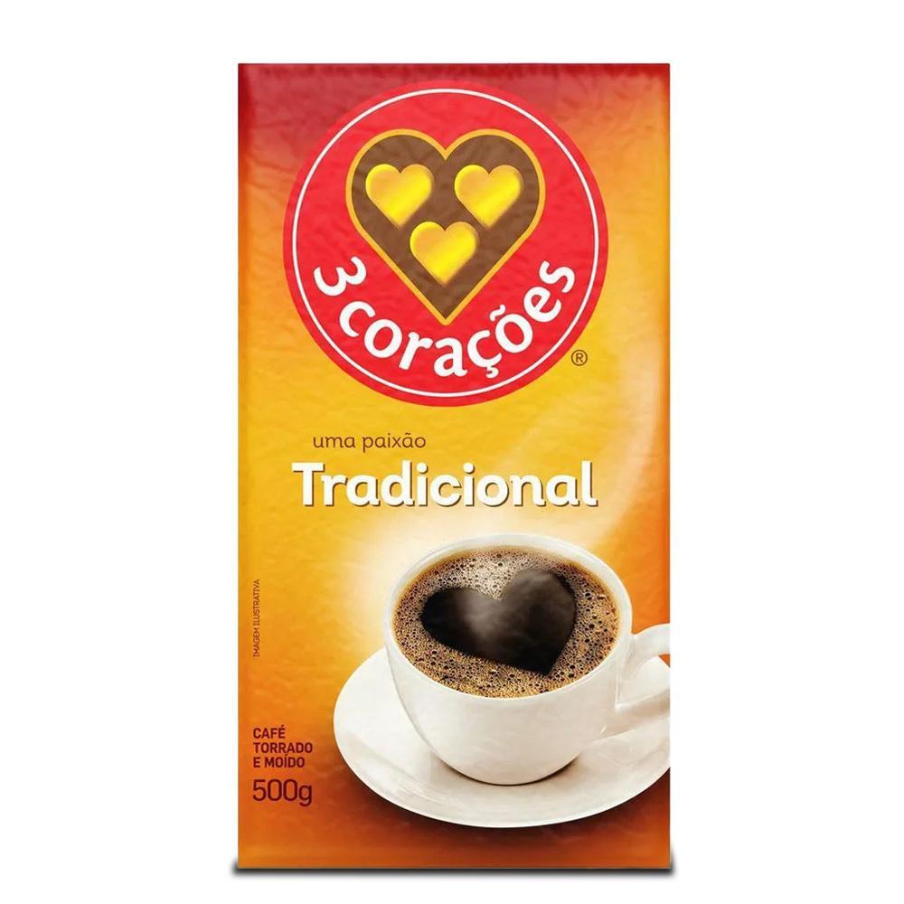 Miniatura Café 3 Corações Tradicional A Vácuo Kit 3 Pacotes De 500G