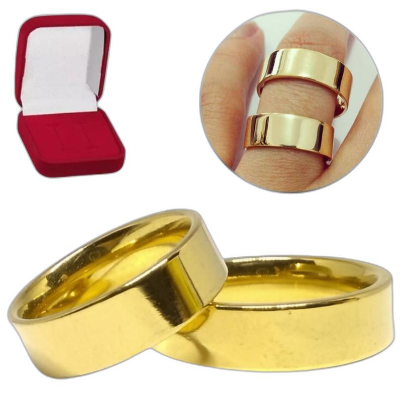 Miniatura Alianças Quadradas Ouro 18k 6mm | Tamanhos 26/27 e 24/25