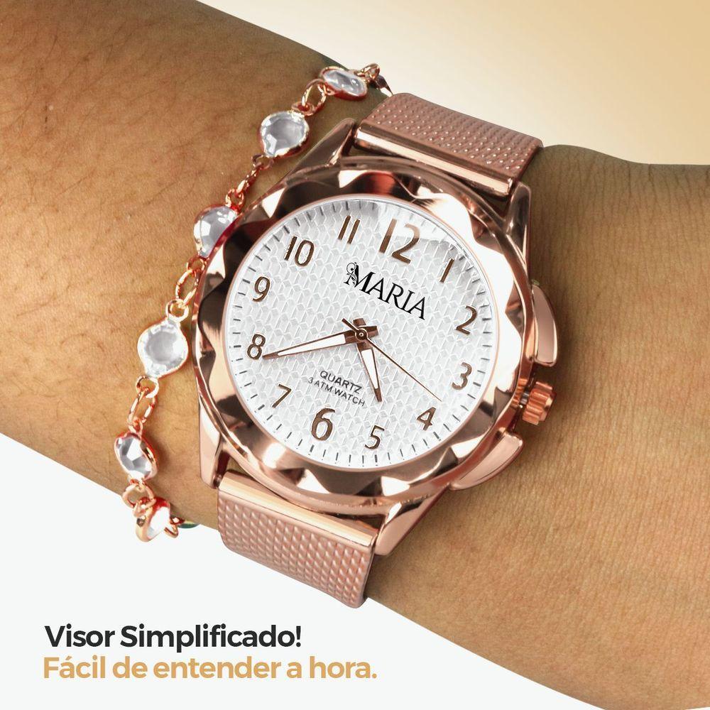 Relogio Rose Prova Dagua Inox Silicone Feminino + Caixa Social Ajustavel Moda Original Resistente