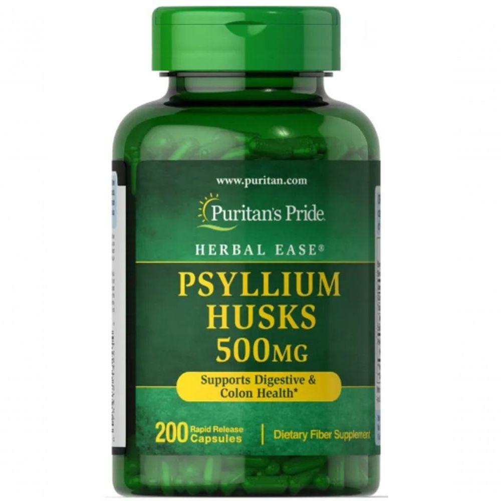 Miniatura Psyllium Husks (cascas De Psyllium), 500mg, 200 Cápsulas, Puritan's Pride