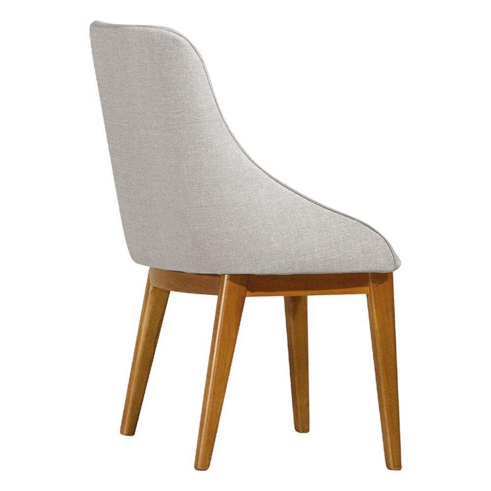 Miniatura Cadeira De Jantar Elisa Nobre Estofada Liso Linho Bege Base Madeira Maciça Mel