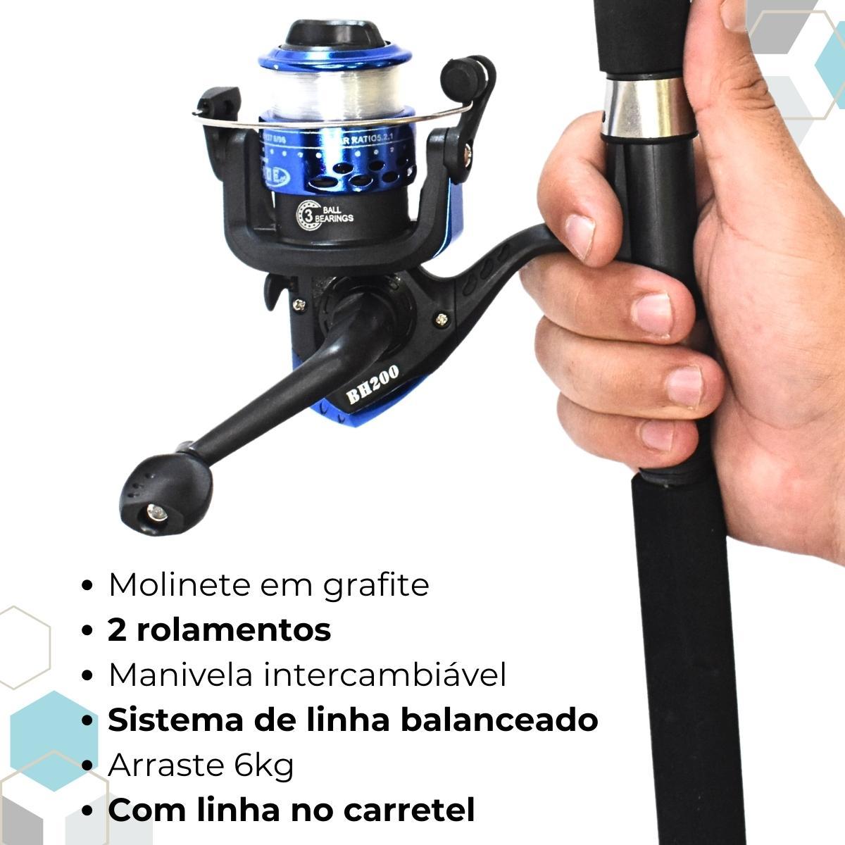 Kit Pesca Completo 4 Varas Telescópica + 4 Molinetes + Iscas