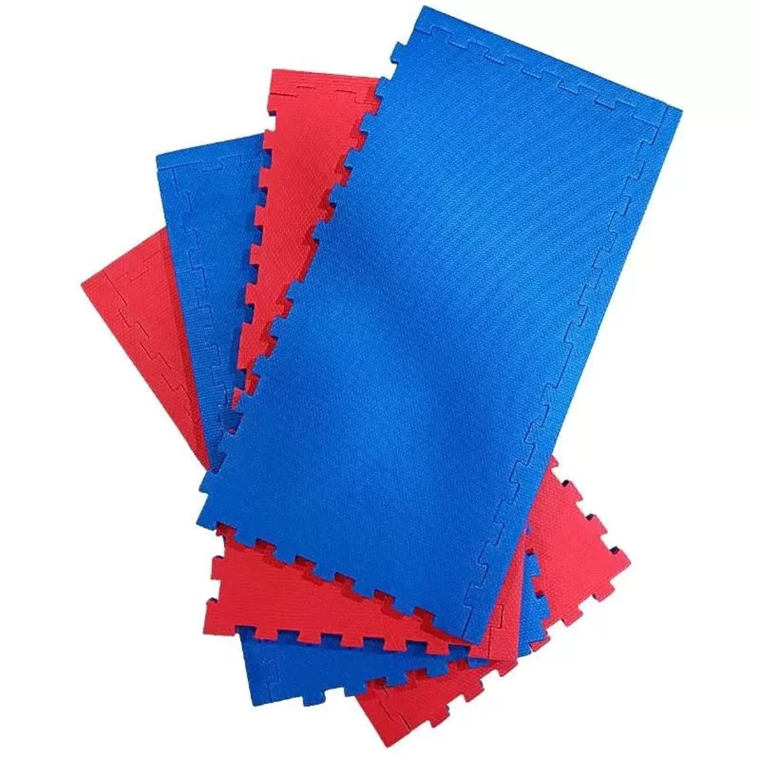 Miniatura Kit Home Tatame Eva 4 Peças Vermelho/Azul 20Mm 100X50 + Bag