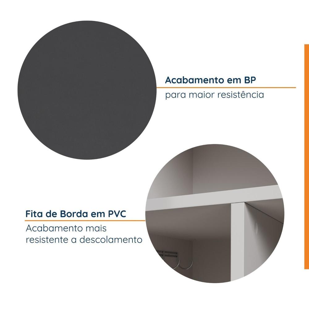 Miniatura Armário Multiuso 2 Portas 70cm com Rodapé Ipanema CabeCasa MadeiraMadeira Grafite Trama/Branco
