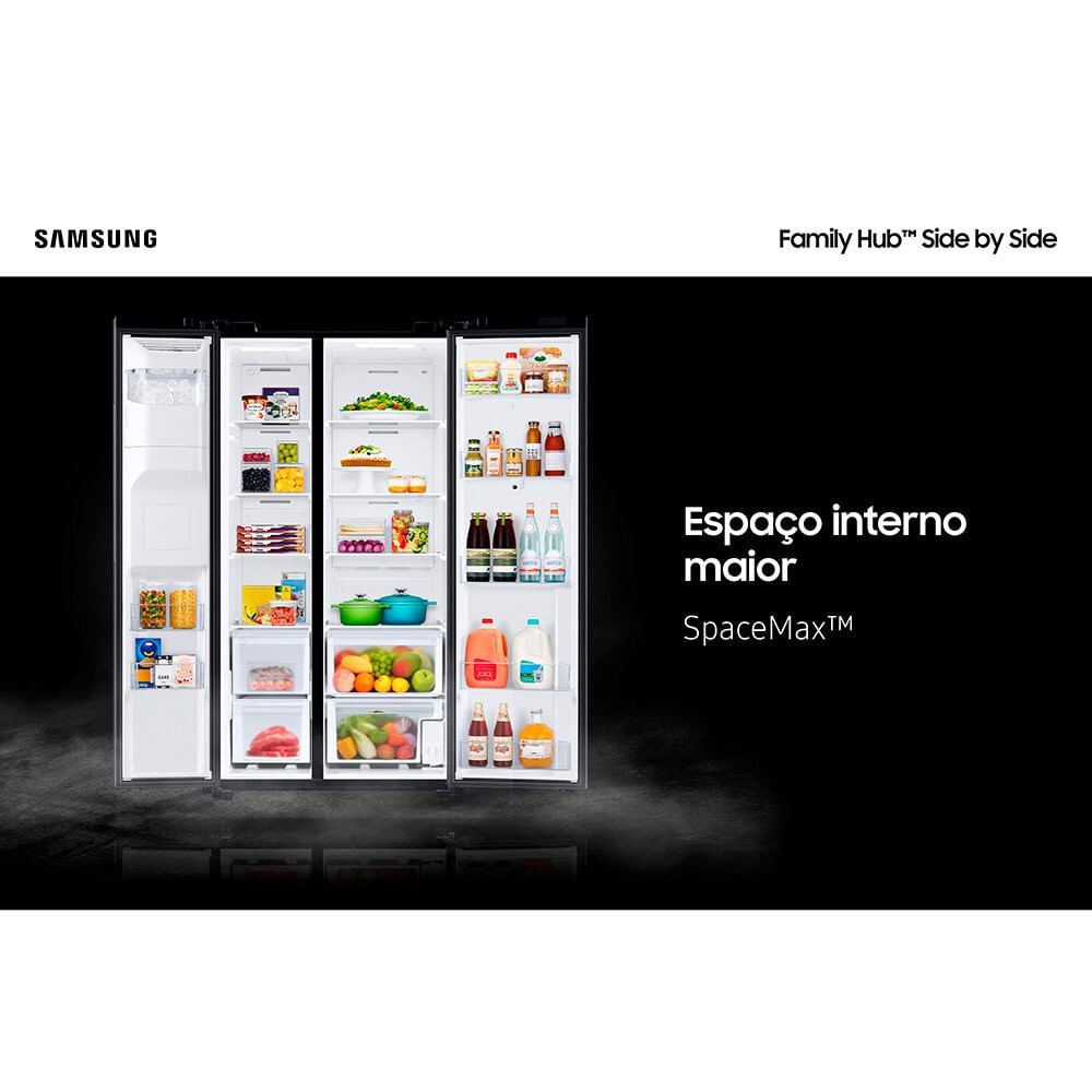 Miniatura Geladeira Samsung Side By Side Family Hub 585 Litros - RS58 Black Inox Look - 110V