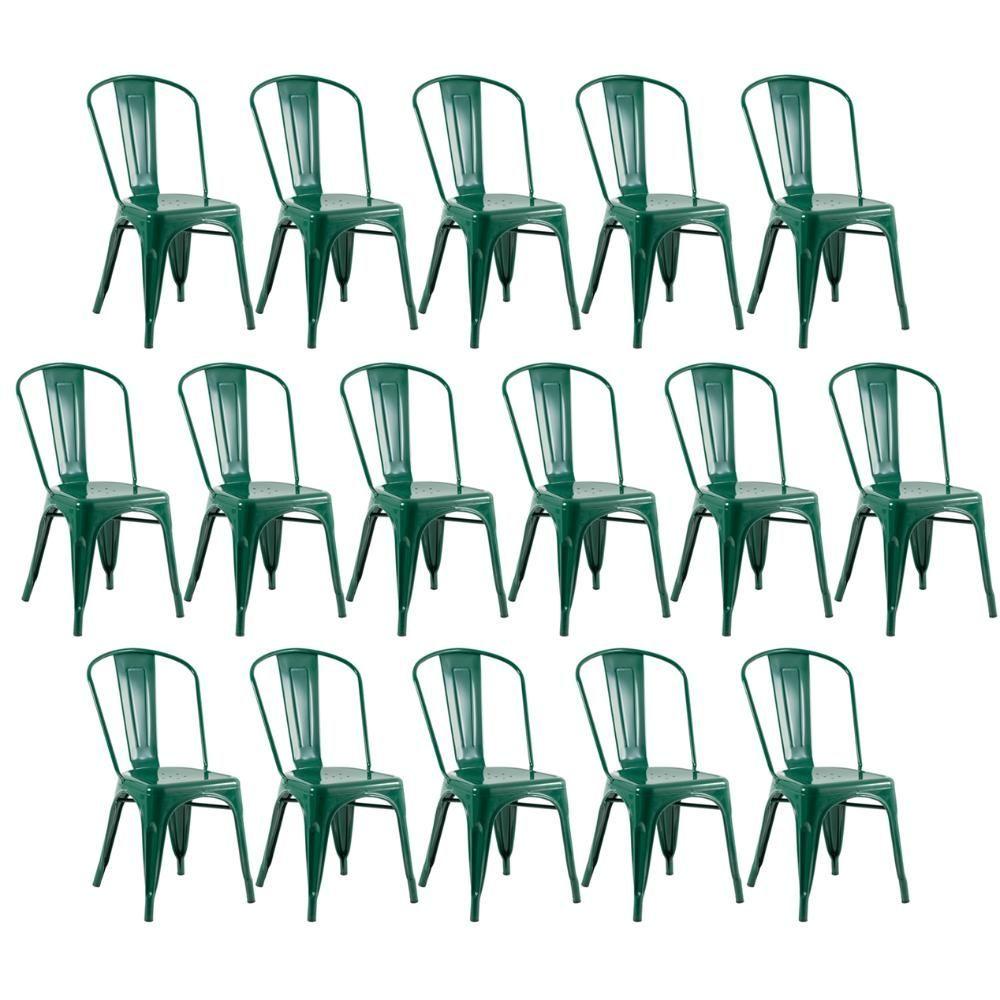 Miniatura Kit 16 Cadeiras Design Industrial Verde Escuro