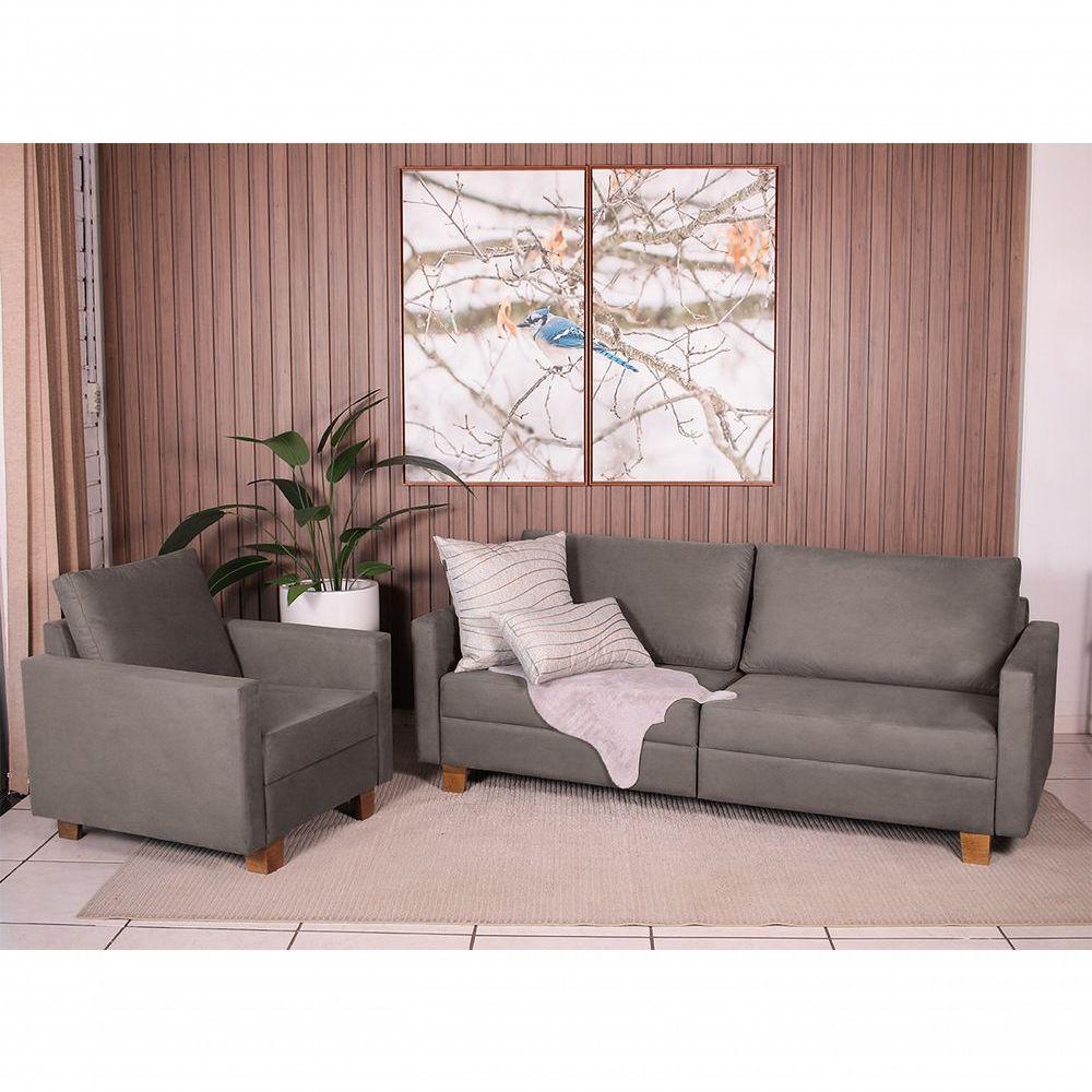 Miniatura Conjunto Sofá 1,80 2 Lugares E Poltrona Plaza Cinza - Straub Web