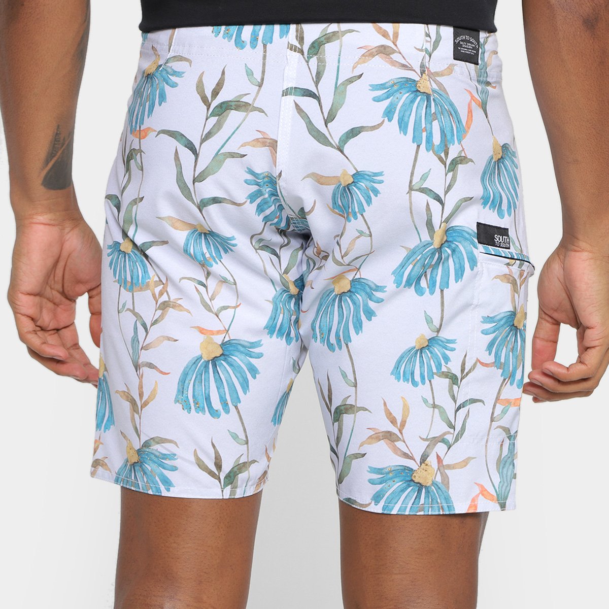 Miniatura Bermuda South Água Masculina II Azul+Laranja - 40