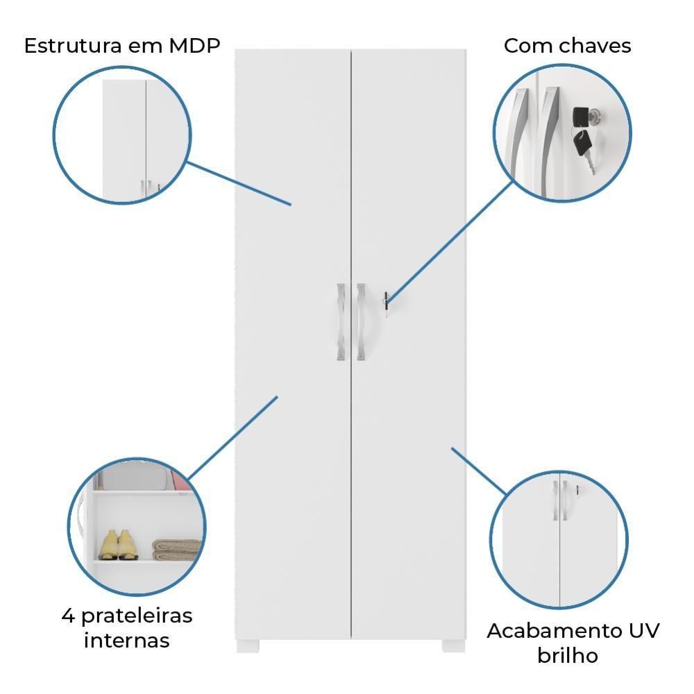Miniatura Armário Multiuso Com Chave 2 Portas Notável Branco Branco