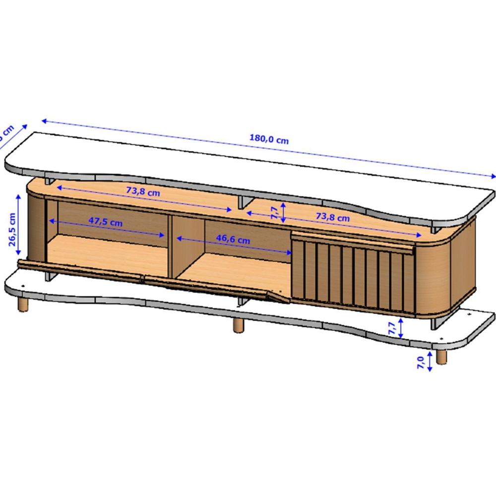 Miniatura Rack para Tv de 75 Polegadas Guarapari Naturalle/Pistache