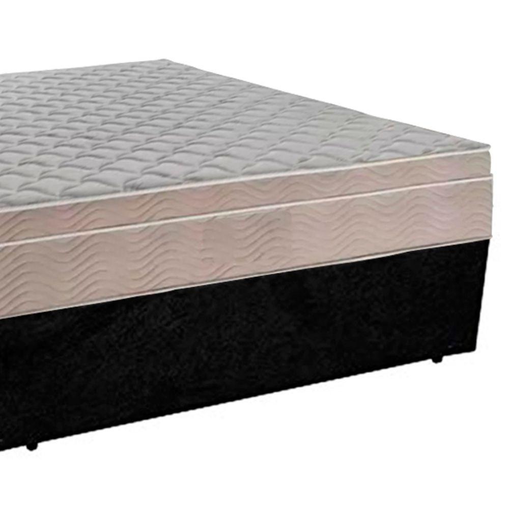 Miniatura Cama Box Casal Suede + Colchão Sereneprime Molas Ensacadas 138x188x65 Cor:preto