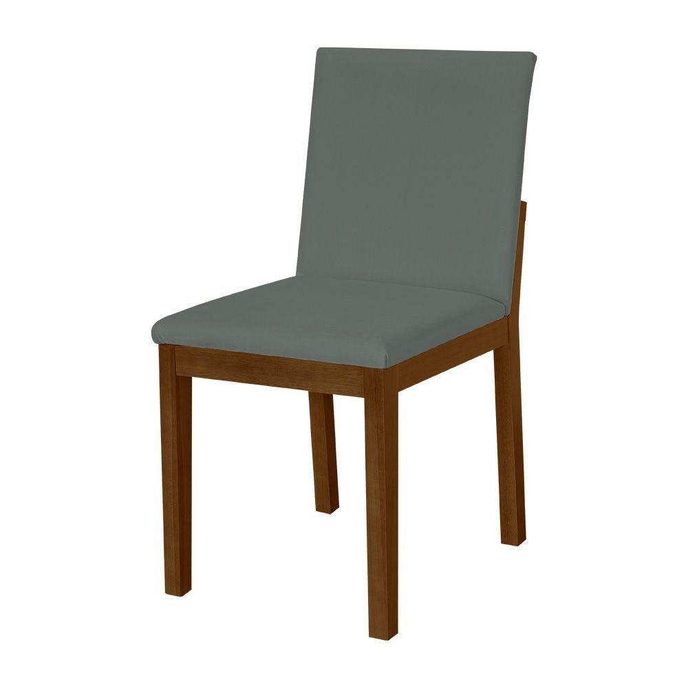 Miniatura Kit 2 Cadeiras De Jantar Pérola Estofado Liso Veludo Cinza Base Madeira Maciça Imbuia