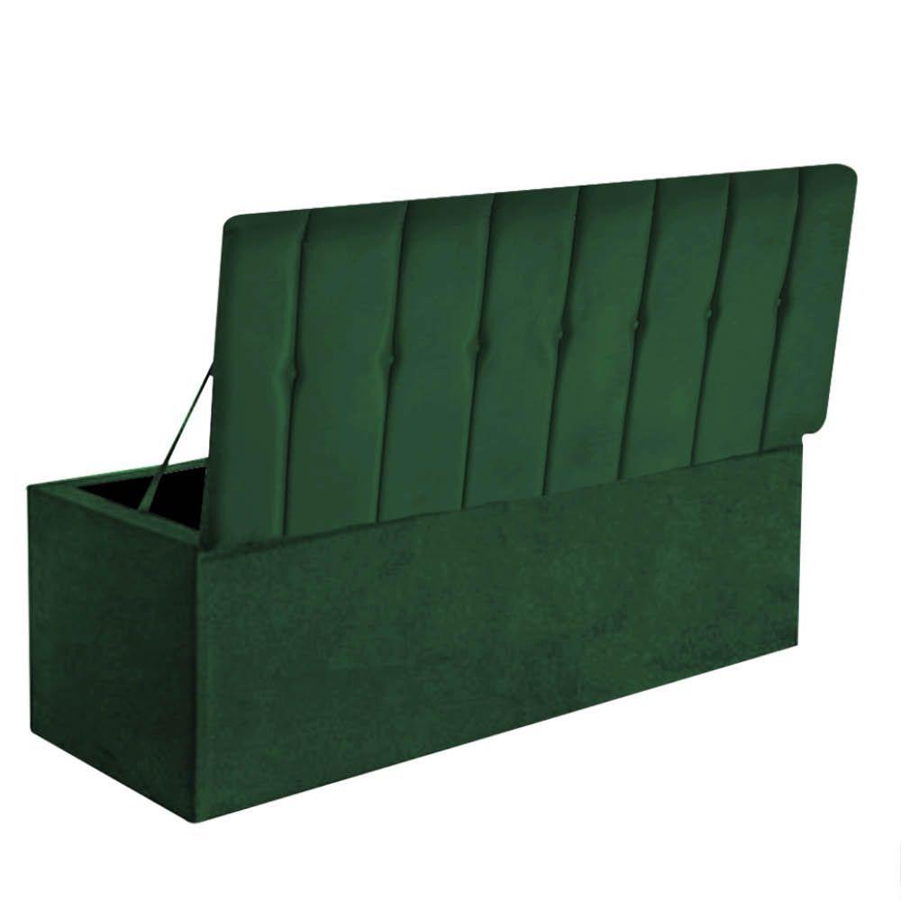 Miniatura Calçadeira Recamier Baú Kiara 90Cm Solteiro Para Quarto Box Suede Verde Musgo - Amey Decor