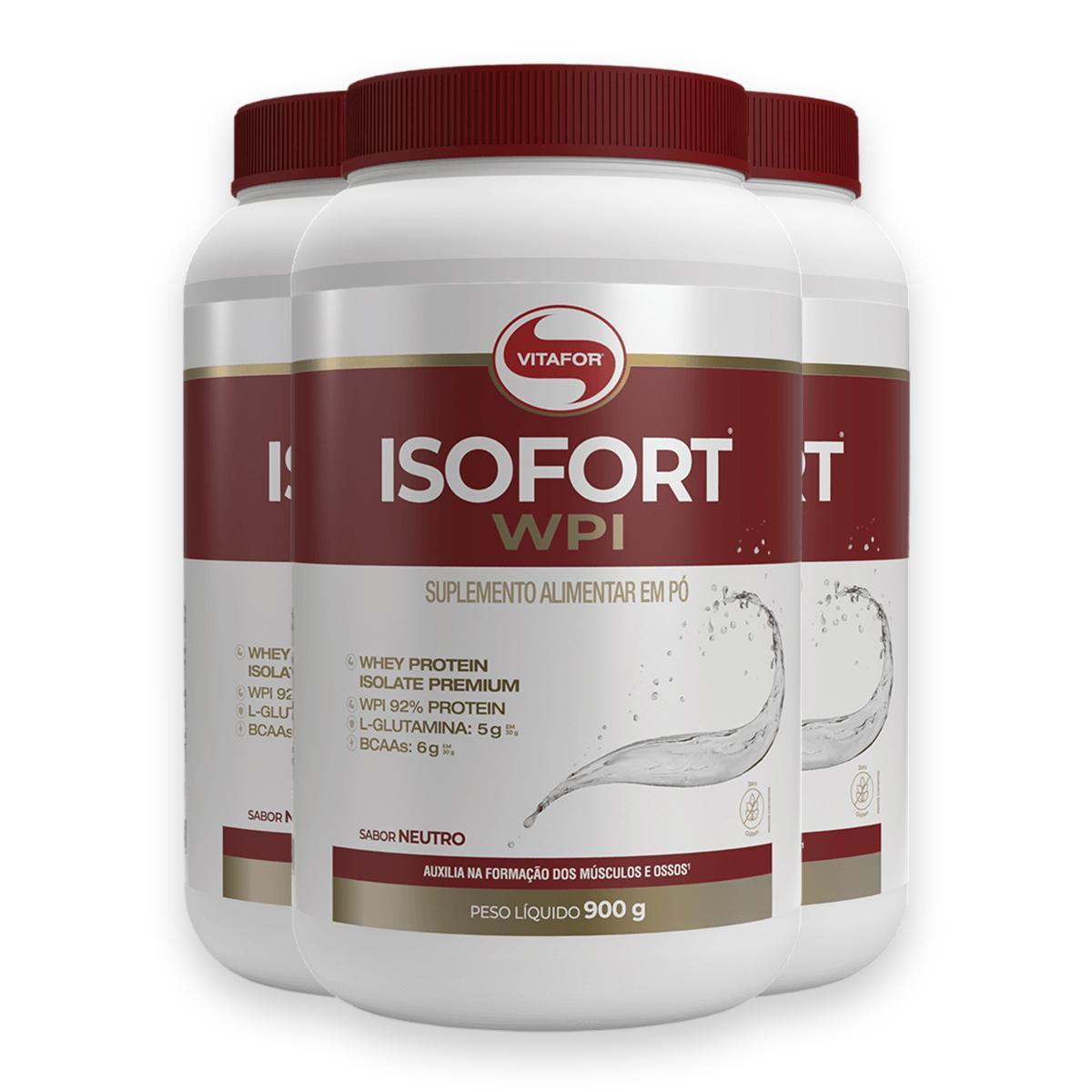 Miniatura Kit 3 Isofort Vitafor Whey Protein 900G Neutro