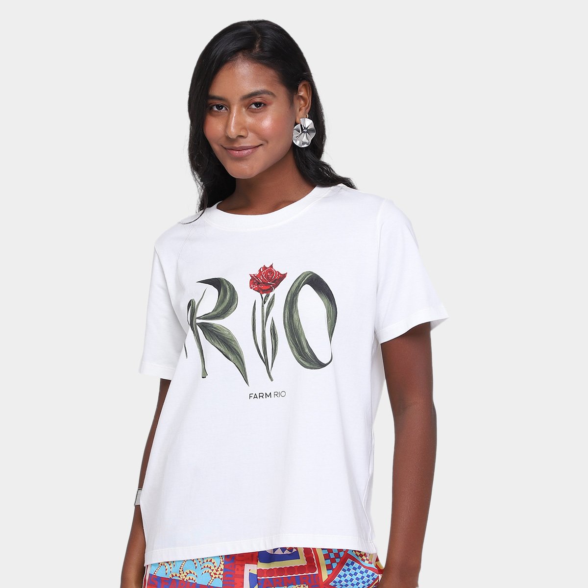 Miniatura Camiseta Farm Fit Rio Flor Feminina Off White - G