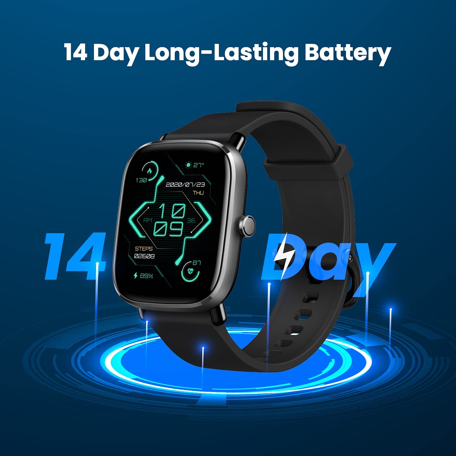 Miniatura Amazfit Relógio Smartwatch Esportivo à Prova dÁgua cM onitoramento Respiratório e Rastreador Físico para Iphone e Android Preto