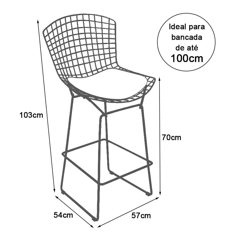 Miniatura Banqueta Bertoia Preta D70 Assento Cobre Cor Marrom