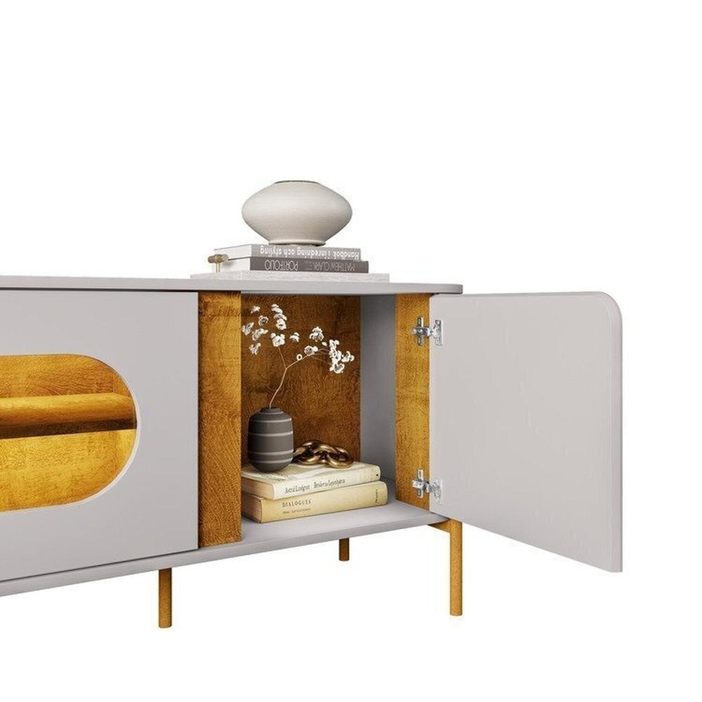 Painel Maresias com Rack Juquehy com Led Off-White/Naturalle