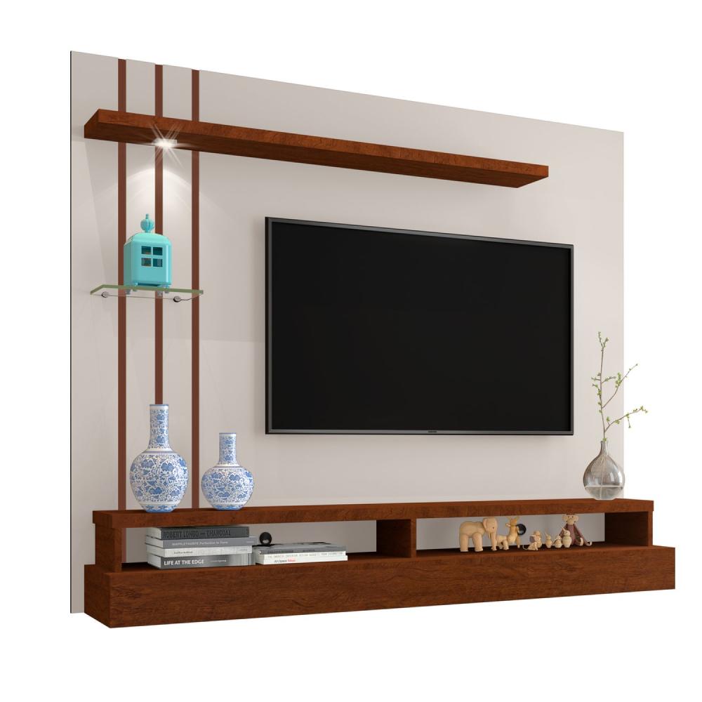 Miniatura Painel TV Eros Carmolar Off White/Canela