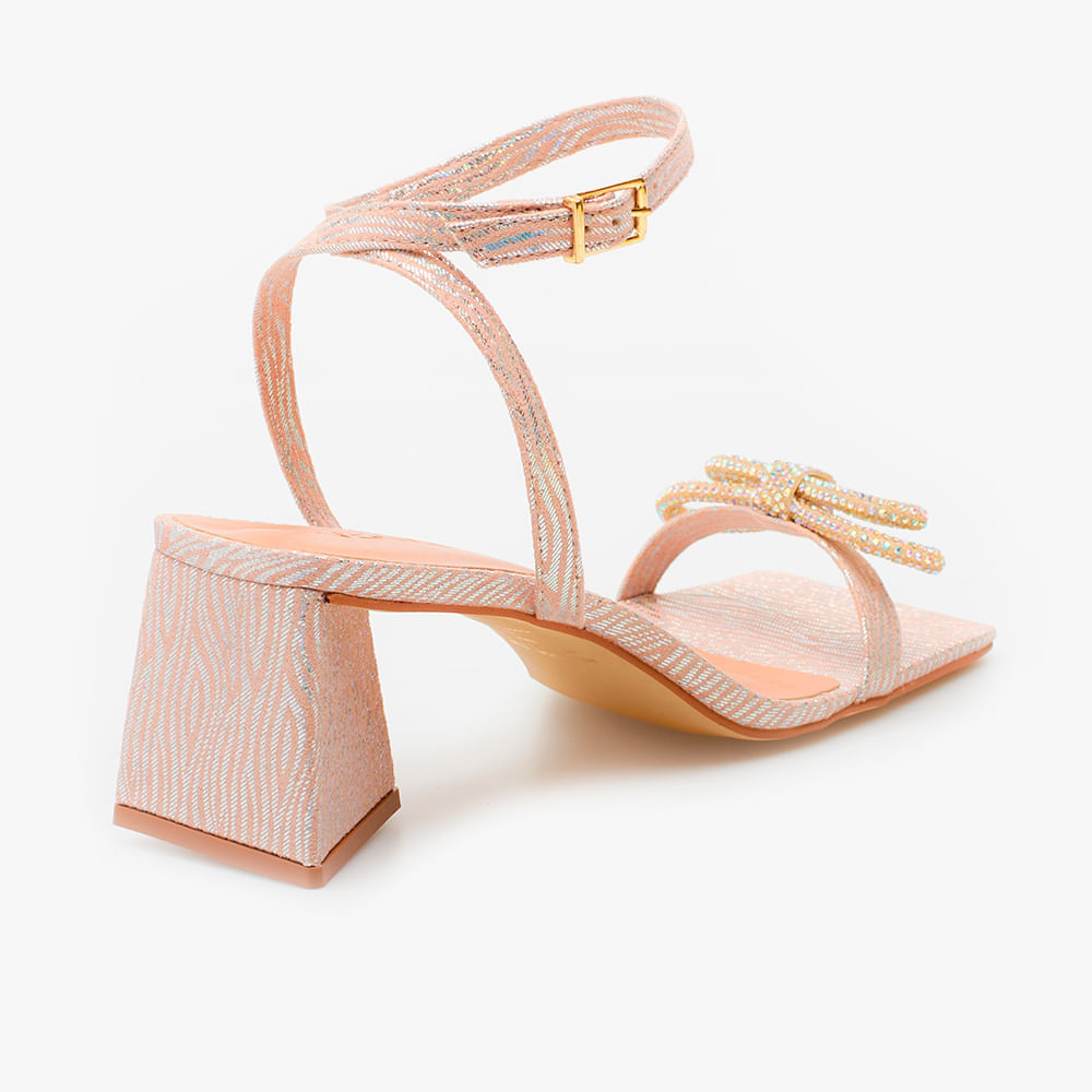 Miniatura Sandália Laço Brilho Bege 34