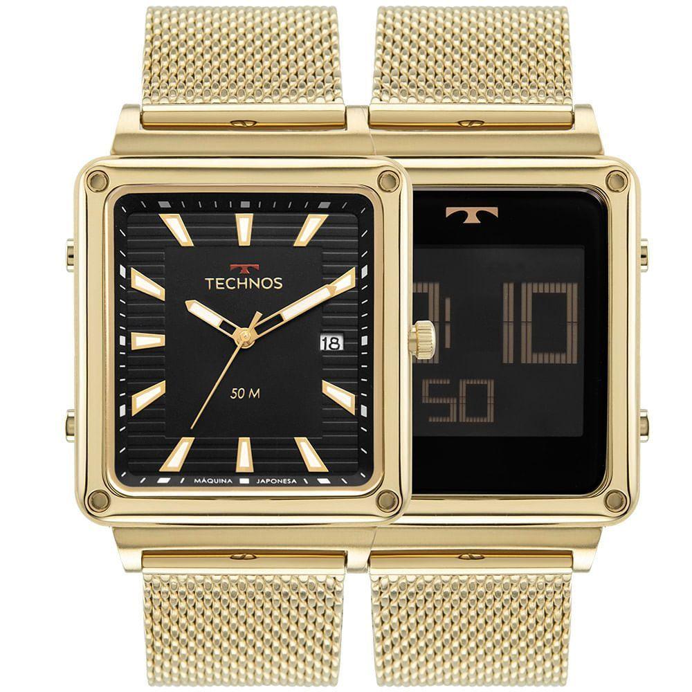 Miniatura Relógio Technos Masculino Curvas Digiana Dourado - 1s13cv-1p 1s13cv-1p