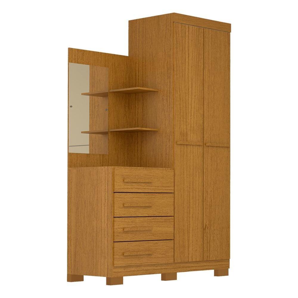 Miniatura Guarda-roupa Solteiro 110,20cm 2 Portas 4 Gavetas com Espelho 100% Mdf Cinamomo