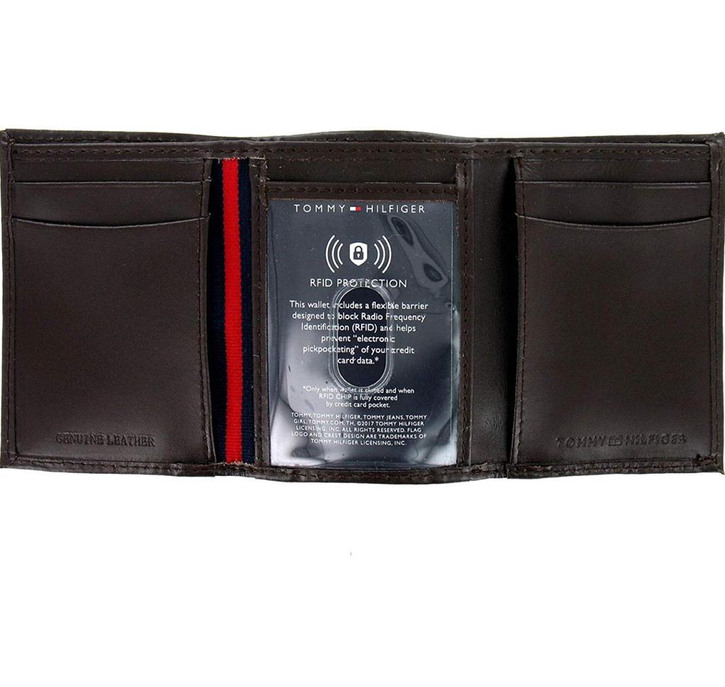 Miniatura Carteira Masculina Tommy Hilfiger Original Trifold em Couro