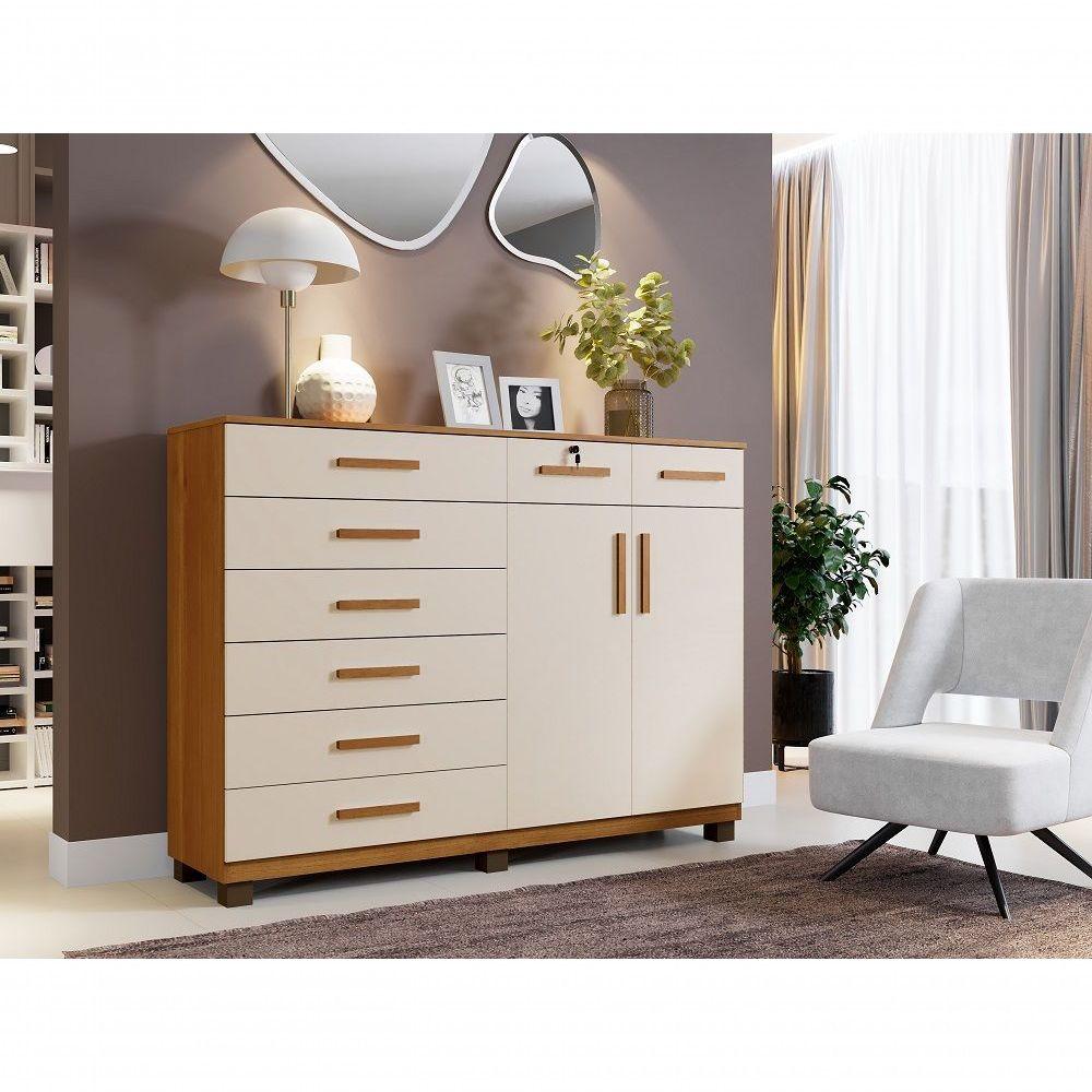 Miniatura Cômoda New Triunfo 8 Gavetas 2 Portas Benetil Cinamomo/off White