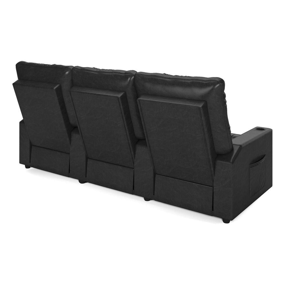 Miniatura Poltrona Reclinável Para Cinema Parma 3 Lugares Baú Usb Pu Brilho Fh1 - D'rossi Cor Preto