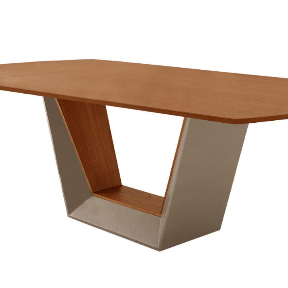 Miniatura Mesa Para Sala De Jantar Rubi 220cm Moderna Mobília Champanhe Com Off White-cinamomo Imbuia