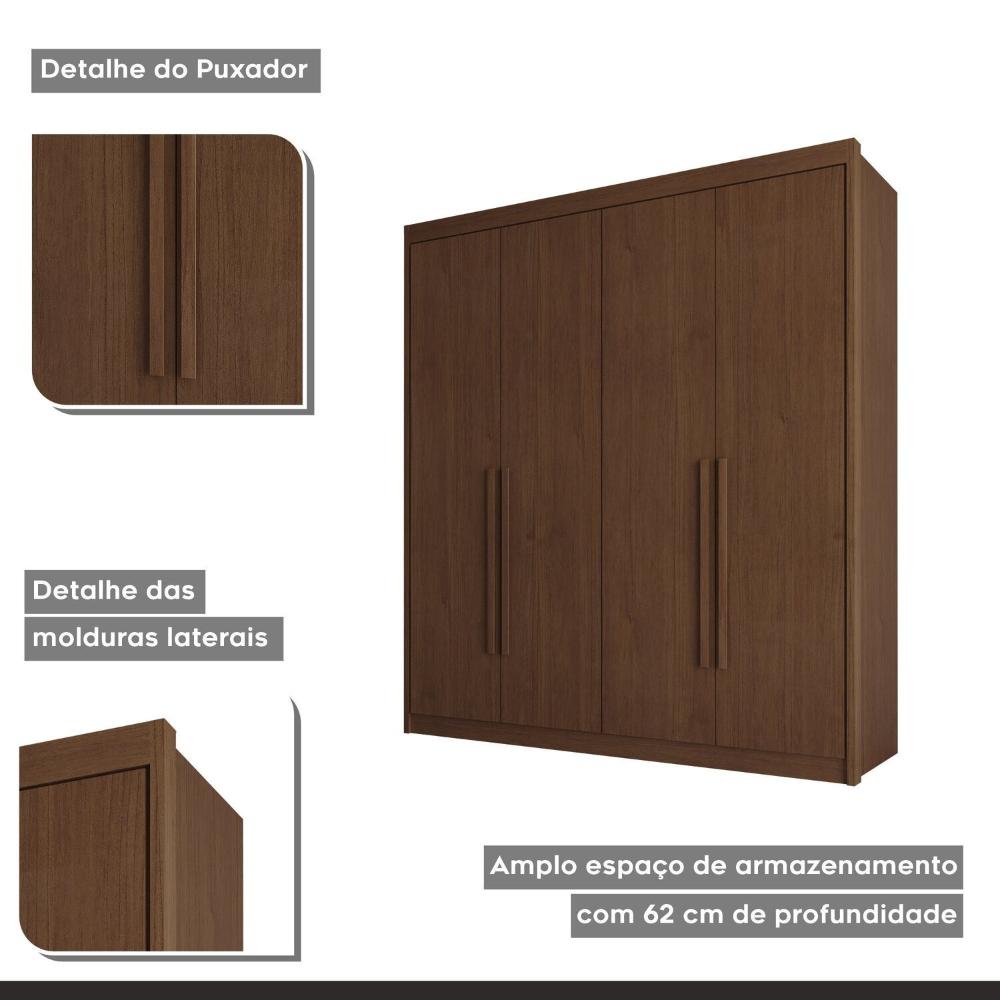 Guarda-roupa Casal 4 Portas 4 Gavetas Eloa Cacau
