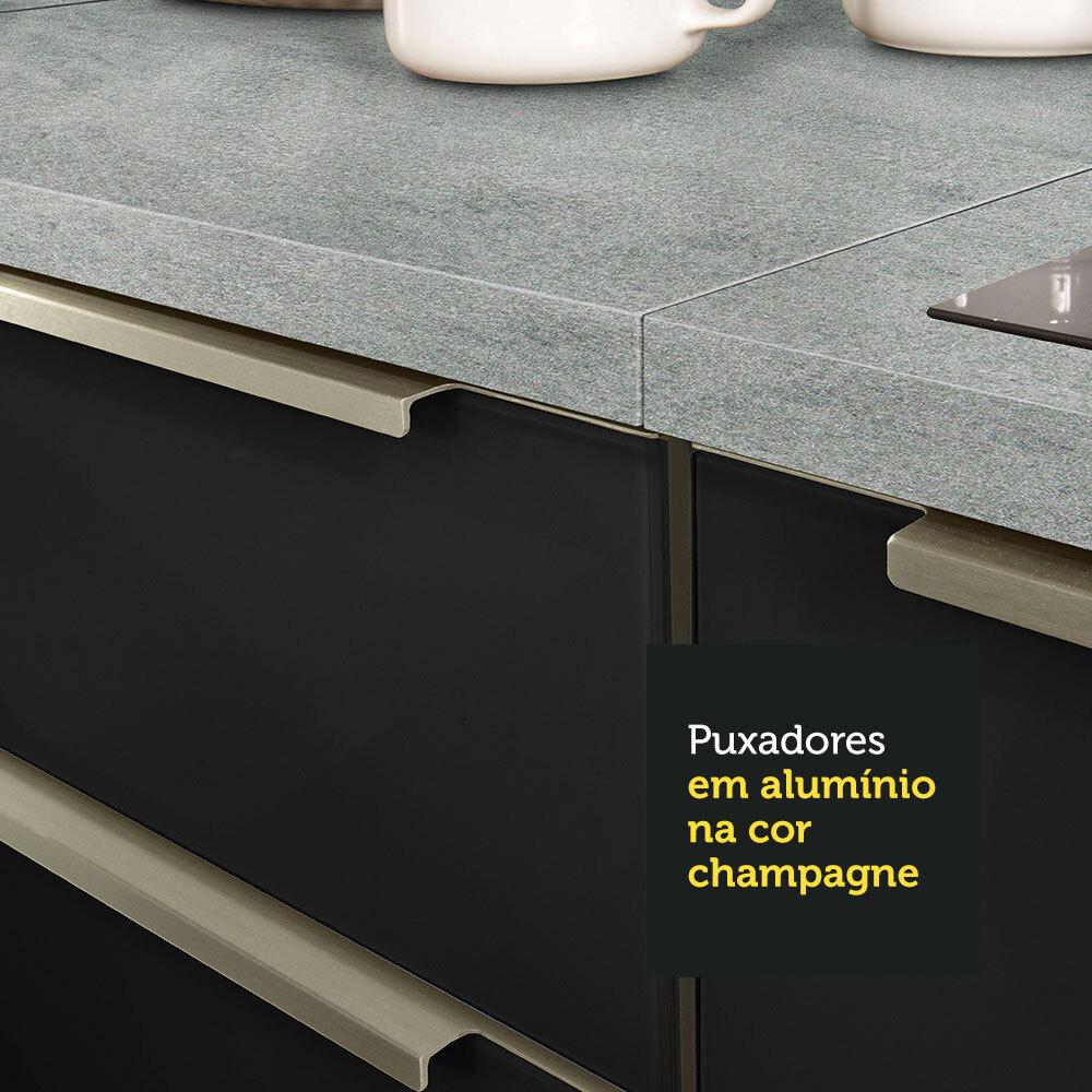 Armário de Cozinha Completa 240cm Branco/Preto Lux Madesa 05 Branco/Preto