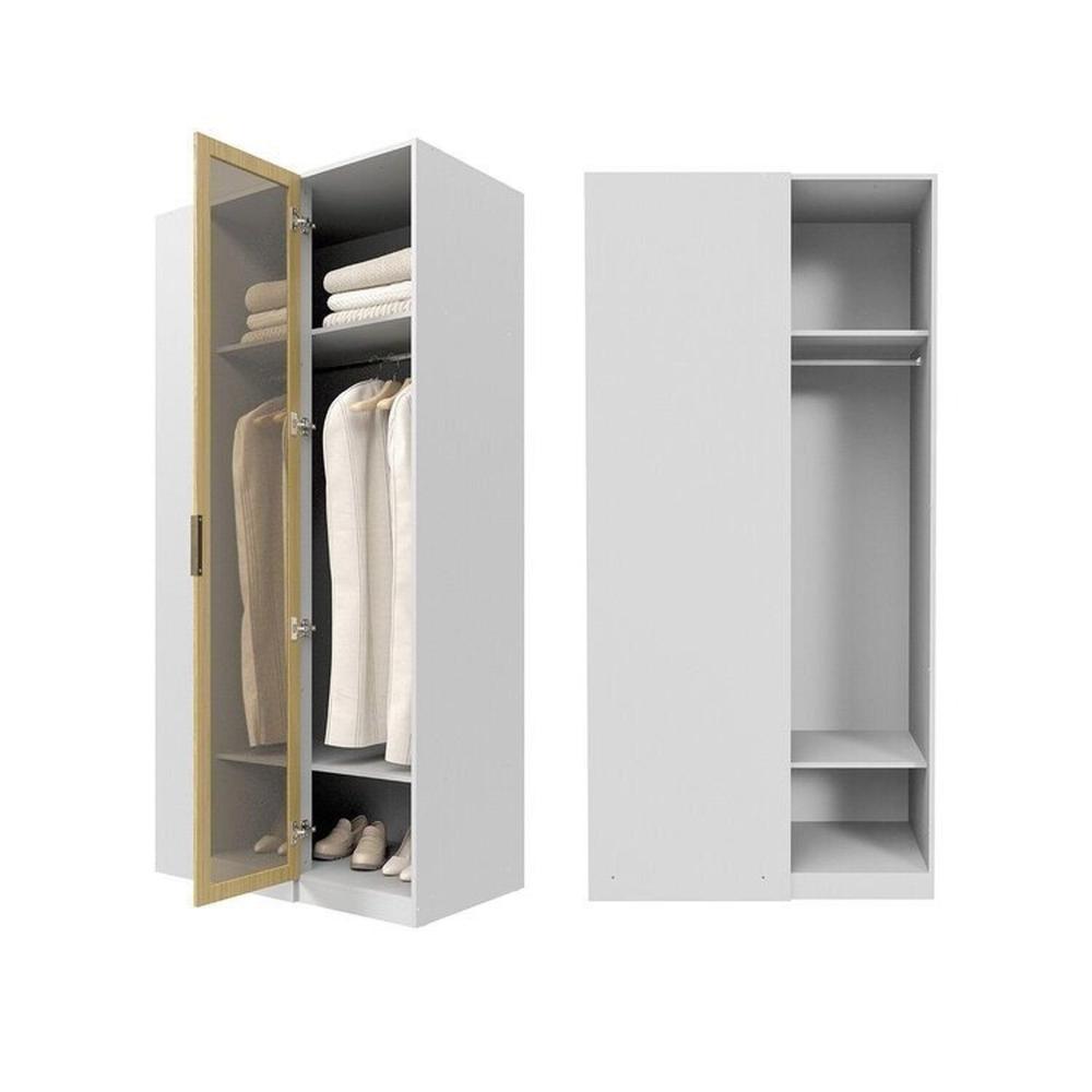 Guarda Roupa Linear 1 Porta Reflecta Jade Cabecasa Madeiramadeira Branco Fosco