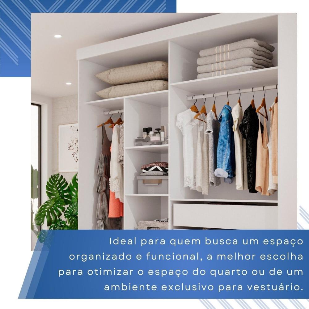 Guarda-roupas Closet Casal 3 Gavetas com Pés Blumenau Branco