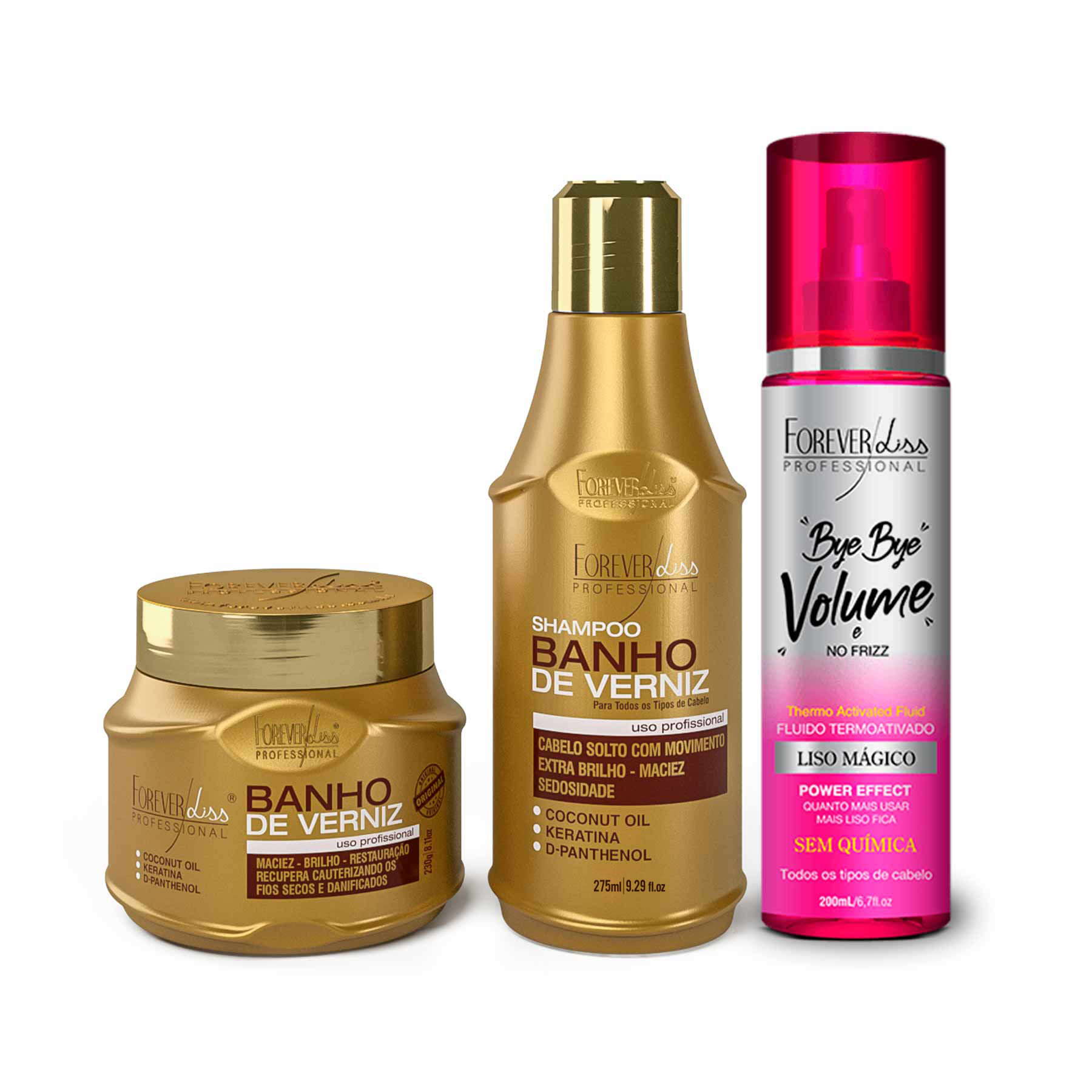 Miniatura Kit Especial Banho de Verniz com Bye Bye Volume Forever Liss UNISEX - 3 - 800ml