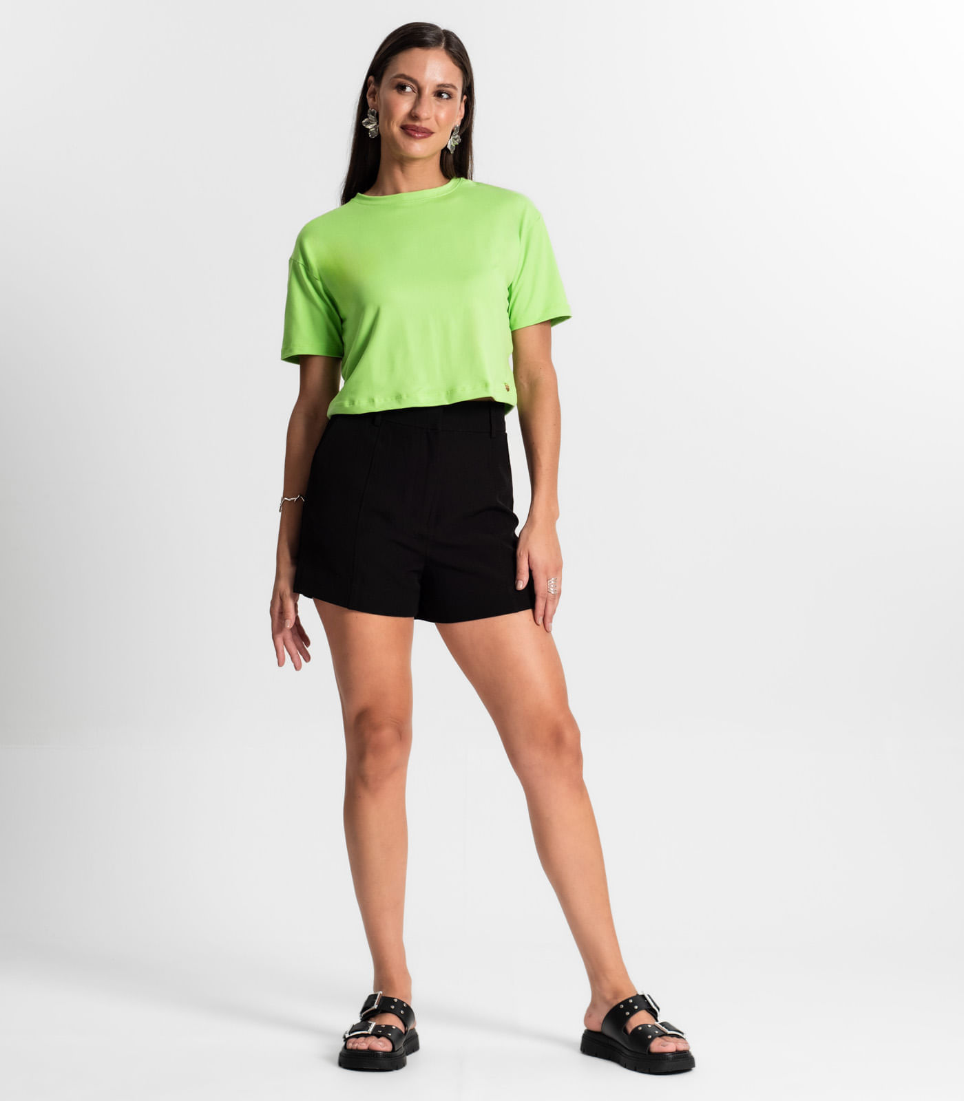 Miniatura Blusa Cropped Manga Curta Rovitex Verde G